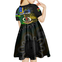 Personalised South Sea Islanders Kid Short Sleeve Dress Kanakas With Vanuatu Coat Of Arms LT14 - Polynesian Pride