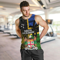 Personalised South Sea Islanders Men Tank Top Kanakas With Fiji Coat Of Arms LT14 - Polynesian Pride