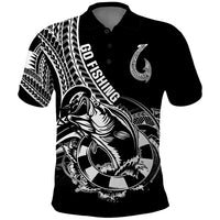 Personalised Polynesia Polo Shirt Fish Hook Tattoo Go Fishing Polynesian Pattern Black LT14 Black - Polynesian Pride