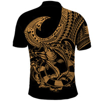 Polynesia Polo Shirt Fish Hook Tattoo Go Fishing Polynesian Pattern Gold LT14 - Polynesian Pride
