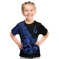 Polynesia Kid T Shirt Fish Hook Tattoo Go Fishing Polynesian Pattern Blue LT14 Blue - Polynesian Pride