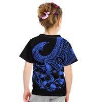Polynesia Kid T Shirt Fish Hook Tattoo Go Fishing Polynesian Pattern Blue LT14 - Polynesian Pride