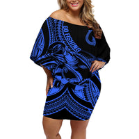 polynesia-off-shoulder-short-dress-fish-hook-tattoo-go-fishing-polynesian-pattern-blue