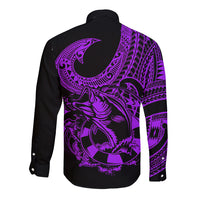 polynesia-long-sleeve-button-shirt-fish-hook-tattoo-go-fishing-polynesian-pattern-purple