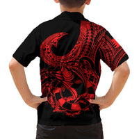 polynesia-family-matching-off-shoulder-long-sleeve-dress-and-hawaiian-shirt-fish-hook-tattoo-go-fishing-polynesian-pattern-red