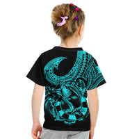 Polynesia Kid T Shirt Fish Hook Tattoo Go Fishing Polynesian Pattern Turquosie LT14 - Polynesian Pride