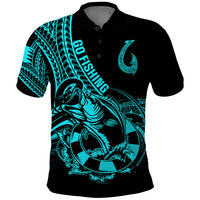 Polynesia Polo Shirt Fish Hook Tattoo Go Fishing Polynesian Pattern Turquosie LT14 Turquoise - Polynesian Pride