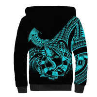 Polynesia Sherpa Hoodie Fish Hook Tattoo Go Fishing Polynesian Pattern Turquosie LT14 - Polynesian Pride