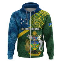 Solomon Islands Hoodie Tropical Leaves With Melanesian Pattern LT14 - Polynesian Pride