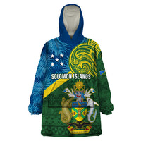 Solomon Islands Wearable Blanket Hoodie Tropical Leaves With Melanesian Pattern LT14 One Size Green - Polynesian Pride