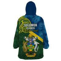 Solomon Islands Wearable Blanket Hoodie Tropical Leaves With Melanesian Pattern LT14 - Polynesian Pride