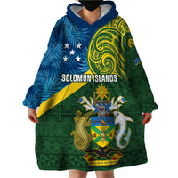 Solomon Islands Wearable Blanket Hoodie Tropical Leaves With Melanesian Pattern LT14 - Polynesian Pride