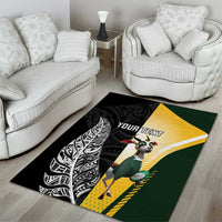 New Zealand and South Africa Rugby Custom Area Rug Maori Silver Fern Springbok Together - Polynesian Pride