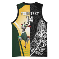 New Zealand and South Africa Rugby Custom Basketball Jersey Maori Silver Fern Springbok Together - Polynesian Pride