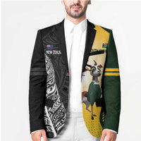 New Zealand and South Africa Rugby Custom Blazer Maori Silver Fern Springbok Together - Polynesian Pride