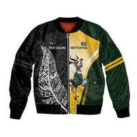 New Zealand and South Africa Rugby Custom Bomber Jacket Maori Silver Fern Springbok Together - Polynesian Pride