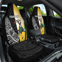 New Zealand and South Africa Rugby Custom Car Seat Cover Maori Silver Fern Springbok Together - Polynesian Pride