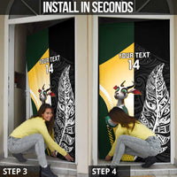 New Zealand and South Africa Rugby Custom Door Cover Maori Silver Fern Springbok Together - Polynesian Pride