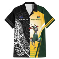 New Zealand and South Africa Rugby Custom Family Matching Mermaid Dress and Hawaiian Shirt Maori Silver Fern Springbok Together - Polynesian Pride