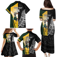 New Zealand and South Africa Rugby Custom Family Matching Puletasi and Hawaiian Shirt Maori Silver Fern Springbok Together - Polynesian Pride