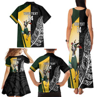 New Zealand and South Africa Rugby Custom Family Matching Tank Maxi Dress and Hawaiian Shirt Maori Silver Fern Springbok Together - Polynesian Pride