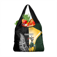 New Zealand and South Africa Rugby Custom Grocery Bag Maori Silver Fern Springbok Together - Polynesian Pride
