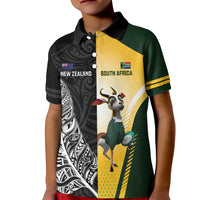 New Zealand and South Africa Rugby Custom Kid Polo Shirt Maori Silver Fern Springbok Together - Polynesian Pride