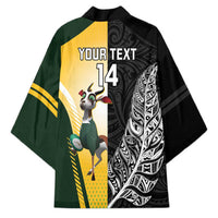 New Zealand and South Africa Rugby Custom Kimono Maori Silver Fern Springbok Together - Polynesian Pride