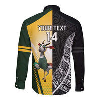 New Zealand and South Africa Rugby Custom Long Sleeve Button Shirt Maori Silver Fern Springbok Together - Polynesian Pride