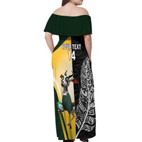 New Zealand and South Africa Rugby Custom Off Shoulder Maxi Dress Maori Silver Fern Springbok Together - Polynesian Pride