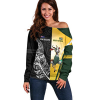 New Zealand and South Africa Rugby Custom Off Shoulder Sweater Maori Silver Fern Springbok Together - Polynesian Pride