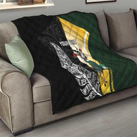 New Zealand and South Africa Rugby Custom Quilt Maori Silver Fern Springbok Together - Polynesian Pride