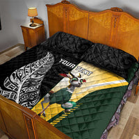 New Zealand and South Africa Rugby Custom Quilt Bed Set Maori Silver Fern Springbok Together - Polynesian Pride