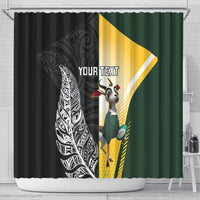 New Zealand and South Africa Rugby Custom Shower Curtain Maori Silver Fern Springbok Together - Polynesian Pride