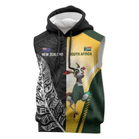 New Zealand and South Africa Rugby Custom Sleeveless Hoodie Maori Silver Fern Springbok Together - Polynesian Pride