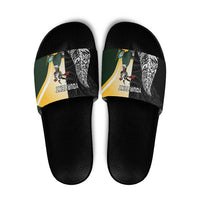 New Zealand and South Africa Rugby Custom Slide Sandals Maori Silver Fern Springbok Together - Polynesian Pride