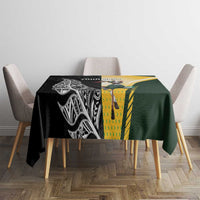 New Zealand and South Africa Rugby Custom Tablecloth Maori Silver Fern Springbok Together - Polynesian Pride