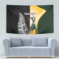 New Zealand and South Africa Rugby Custom Tapestry Maori Silver Fern Springbok Together - Polynesian Pride