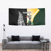 New Zealand and South Africa Rugby Custom Tapestry Maori Silver Fern Springbok Together - Polynesian Pride