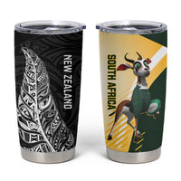 New Zealand and South Africa Rugby Tumbler Cup Maori Silver Fern Springbok Together - Polynesian Pride
