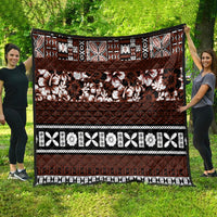 Bula Fiji Quilt Fijian Tapa Masi With Hibiscus Flowers LT14 - Polynesian Pride