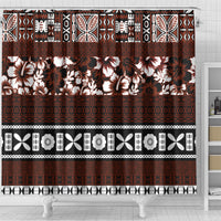 Bula Fiji Shower Curtain Fijian Tapa Masi With Hibiscus Flowers LT14 - Polynesian Pride