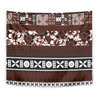 Bula Fiji Tapestry Fijian Tapa Masi With Hibiscus Flowers LT14 - Polynesian Pride