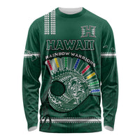 Hawaii Football Long Sleeve Shirt Kakau Rainbow Warriors Helmet Go Bows LT14