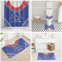 Queen Salote College 100 Years Personalized Bathroom Set Tonga QSC Heilala Lei Blue Ngatu Pattern