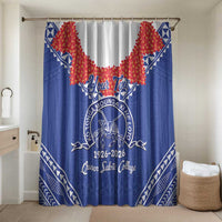 Queen Salote College 100 Years Personalized Bathroom Set Tonga QSC Heilala Lei Blue Ngatu Pattern