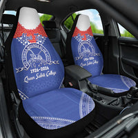 Queen Salote College 100 Years Personalized Car Seat Cover Tonga QSC Heilala Lei Blue Ngatu Pattern LT14 One Size Blue - Polynesian Pride