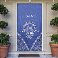 Queen Salote College 100 Years Personalized Door Cover Tonga QSC Heilala Lei Blue Ngatu Pattern