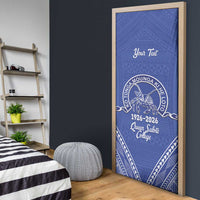 Queen Salote College 100 Years Personalized Door Cover Tonga QSC Heilala Lei Blue Ngatu Pattern