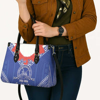 Queen Salote College 100 Years Personalized Leather Bag Tonga QSC Heilala Lei Blue Ngatu Pattern